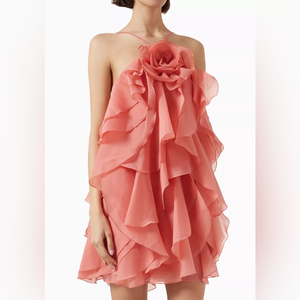 Elegant Pink Ruffle Dress